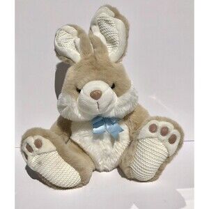 Bunny Rabbit Stuffed Animal 14/19 inch White/Brown Super soft fur